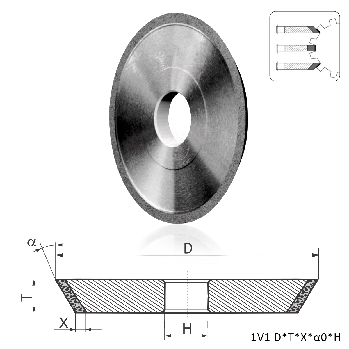 1V1. Conical grinding wheels